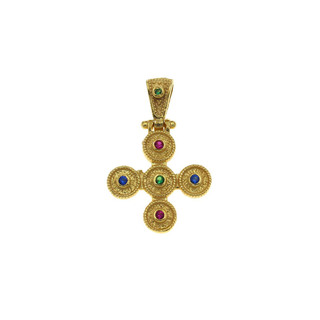 Women's Pendant Cross Byzantine Silver 925 Gold Plated 105103630.101
