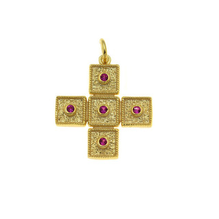 Women's Pendant Cross Byzantine Silver 925 Gold Plated 105103631.103