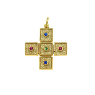 Γυναικείο Μενταγιόν Σταυρός Βυζαντινός Ασήμι 925 Επιχρυσωμένο 105103631.116