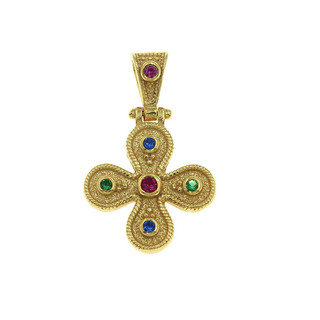 Women's Pendant Cross Byzantine Silver 925 Gold Plated 105103636.005
