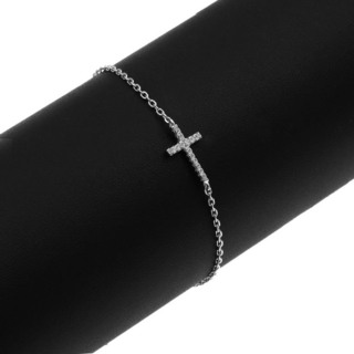 Γυναικείο Βραχιόλι Σταυρός Ασήμι 925-Επιροδίωση-Ζιργκόν cz 106100133