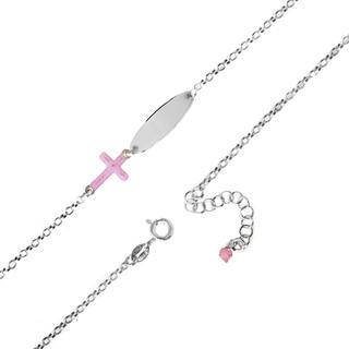 Children's Identity-Bracelet Cross-Enamel Silver 925-Platinum Plating 106101356