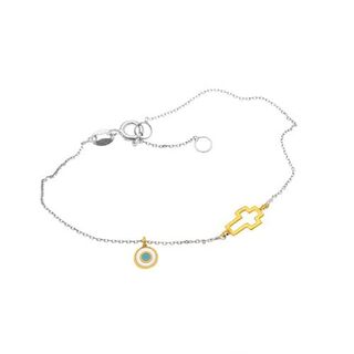 Women's Bracelet Made of 925 Silver Cross and Eye with Turquoise and White Enamel 10838 Arteon
