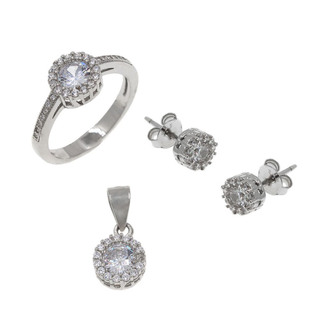 Γυναικείο Σετ Στρόγγυλη Ροζέτα Ασήμι 925-Ζιργκόν 113100109.700