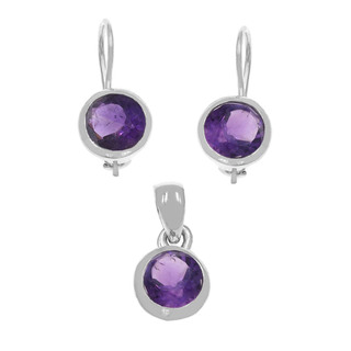 Γυναικείο Σετ Μονόπετρο Ασήμι 925-Αμέθυστος 113100127