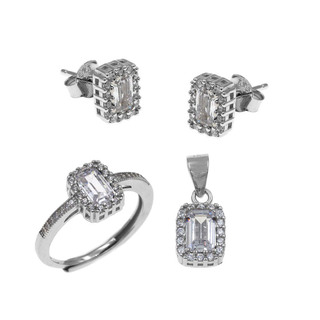 Women's Square Rosette Set Silver 925-Zircon 113100182.700