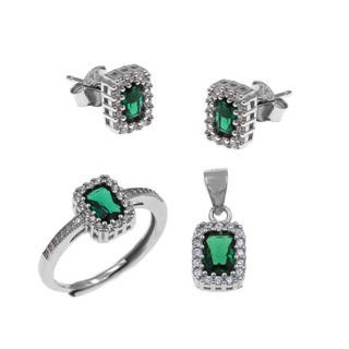 Γυναικείο Σετ Τετράγωνη Ροζέτα Ασήμι 925-Ζιργκόν 113100182.705