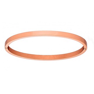 Woman bangle thin oval bracelet steel pink  N-000931R