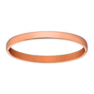 Woman bangle oval glossy bracelet steel pink  N-000934R