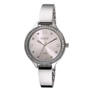Women's Watch Glow Loisir 11L03-00431 With Metallic Silver Bracelet, Silver Dial And Crystals On Bezel