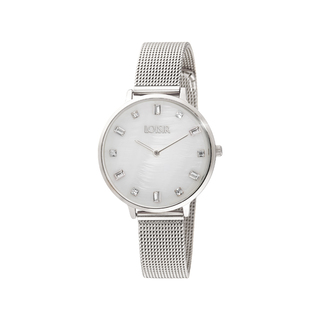 Women's Sparkle Watch 11L03-00494 Loisir With Steel Mesh Band And White Mop Dial With White Crystals