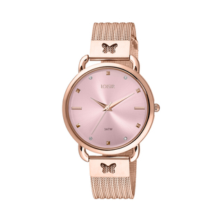 Women's Watch Monaco Loisir 11L05-00569 With Metallic Rose Gold Mesh Band And Pink Dial
