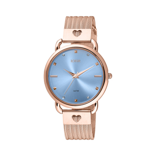 Γυναικείο Ρολόι Monaco Loisir 11L05-00570 Με Μεταλλικό Ροζ Χρυσό Mesh Band Και Γαλάζιο Καντράν