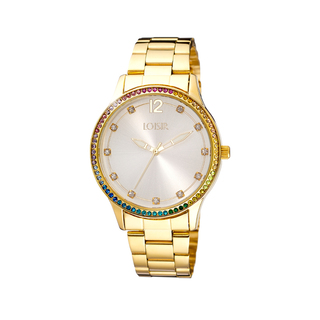 Women's Watch Shade 11L05-00630 Loisir With Gold Plated Steel Bracelet, Silver Dial And Multicolored Crystals
