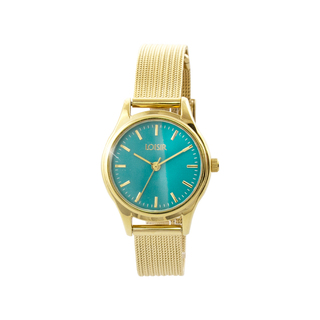 Γυναικείο Ρολόι Mini Elegance 11L05-00694 Loisir Με Επίχρυσο Ατσάλινο Mesh Band Και Πράσινο Καντράν