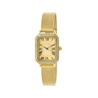 Women's Watch Mannish 11L05-00751 Loisir With Gold Plated Steel Mesh Band Gold Dial And White Crystals