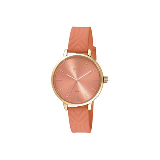 Women's Watch Paradise 11L75-00312 Loisir With Salmon Color Silicone Strap  Pink Gold Salmon Color Dial