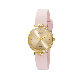 Women's Watch Flip 11L75-00339 Loisir With Pink Silicone Strap And Gold Dial
