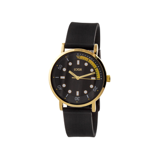 Unisex Ρολόι Urban 11L75-00367 Loisir Επίχρυσο Με Μαύρο Λουράκι Σιλικόνης Και Μαύρο Καντράν