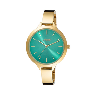 Women's Peach Watch 11X05-00717 Oxette With Steel Gold Plated Bracelet And Green Dial
