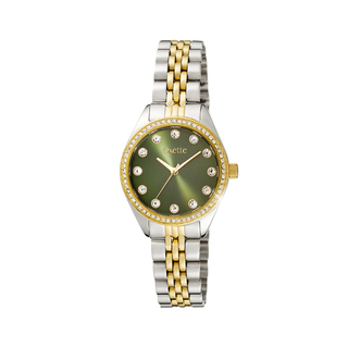 Amalfi Women's Watch 11X05-00802 Oxette With Two Tone Steel Bracelet And Green Dial With Crystals