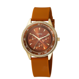 Women's Watch Messenger 11X75-00284 Oxette With Brown Silicone Strap And Brown Dial