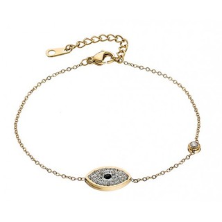 Woman bracelet eye-crystals steel-gold IP N-00839G