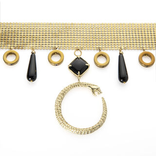 Women's AGE Choker Necklace Bronze Gold Plated-Black Onyx Desperate Design