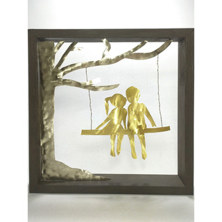 Couple In Swing Wood Frame Alpaca And Bronze NM13426