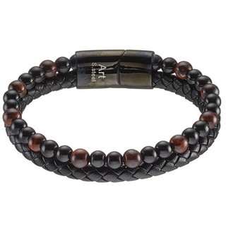 Bracelet leather-steel 316L N-00449