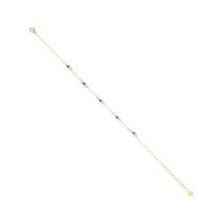 Βραχιόλι Ασήμι 925-Επιχρύσωση-Μαργαριτάρια-Τυρκουάζ 1A-BR316-3Q Prince  