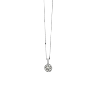 Women's Single Stone Necklace  Silver 925 Rhodium Plating White Zircon 1A-KD287-1  Prince