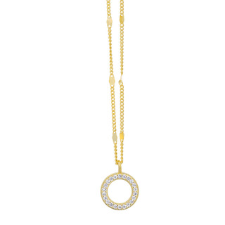 Women's Necklace Silver 925 Zircon Circle Gold Plated 1A-KD394-3 Prince