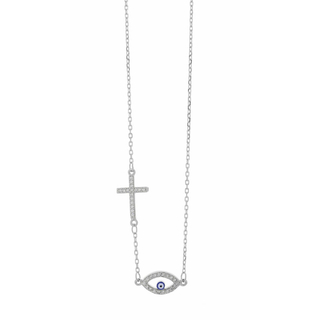Women's Necklace Eye-Cross Silver 925 Silver Plated-Zircon 1A-KD403-1 Prince