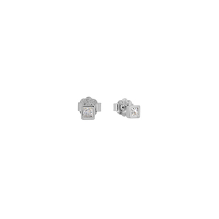 Women's Square Single Stone Earrings Silver 925-Rhodium Plating Zircon 1A-SC236-1 Prince