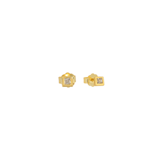 Women's Square Single Stone Earrings Silver 925 Zircon-Gold Plated 1A-SC236-3 Prince