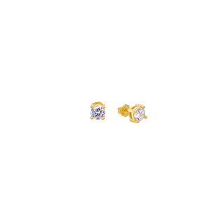Women's Single Stone Earrings Silver 925-Gold Plating Zircon 1A-SC240-3 Prince