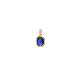 Women's Rosette Pendant- Without Chain 1B-MD071-3M Prince Silver 925 Gold Plated Blue and White Zircons 