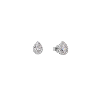 Women's Stud Tear Rosette Earrings Silver 925-Zircon 1B-SC214 Prince