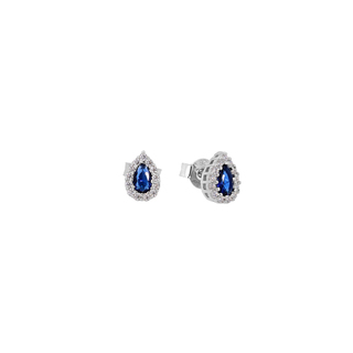 Women's Stud Tear Rosette Earrings Silver 925-Zircon 1B-SC214 Prince