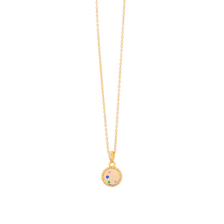 Women's Necklace Silver 925 Colorful Zircons Circle Gold Plated 1TA-KD119-3O Prince