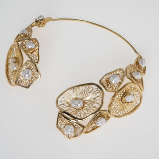 Γυναικείο Χειροποίητο Collar Κολιέ Lore | GK1888 Kalliope Ορείχαλκος-Λευκές Πέρλες Baroque 