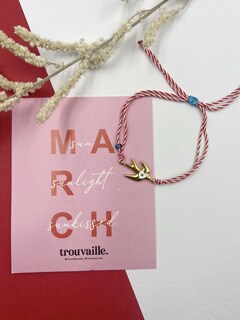 Γυναικείο Χειροποίητο Μαρτάκι Βραχιόλι Χελιδόνι Με Μάτι Ορείχαλκος Επιχρύσωμένος KV01546