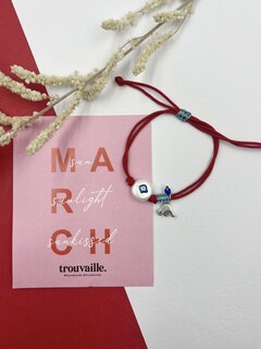 Γυναικείο Χειροποίητο Μαρτάκι Βραχιόλι Μαργαριτάρι Με Μάτι Και Στοιχείο Πουλάκι Ορείχαλκος Επαργύρωση IP KV01550