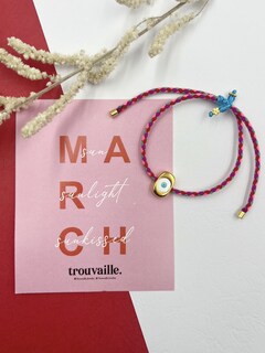 Γυναικείο Χειροποίητο Μαρτάκι Βραχιόλι  Μάτι Με Λευκό Σμάλτο Ορείχαλκος Με Επιχρύσωση IP KV01551