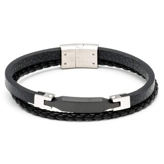Men's Bracelet Visetti 21C-BR001B Steel 316L-Leather