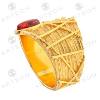Women's Ring Arteon 23882 Brass-Gold Plated With Burgundy Stone