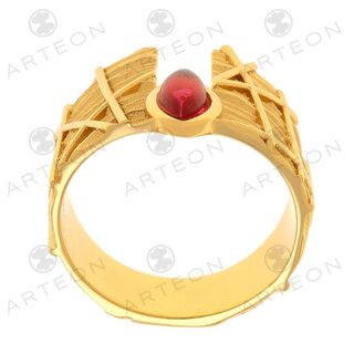 Women's Ring Arteon 23882 Brass-Gold Plated With Burgundy Stone