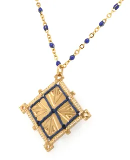 Women's Handmade Kalidoscopio Rosary Necklace Gold Blue Brass 2668 LifeLikes