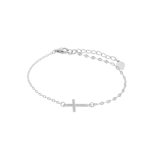 Women's Bracelet Cross Silver 925-Rhodium Plating-Zircon cz 2A-BR407-1 Prince
